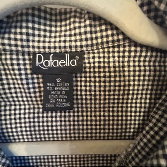 Rafaella Black White Check Sleeveless Button Front Blouse | Size 12 - Picture 5 of 8